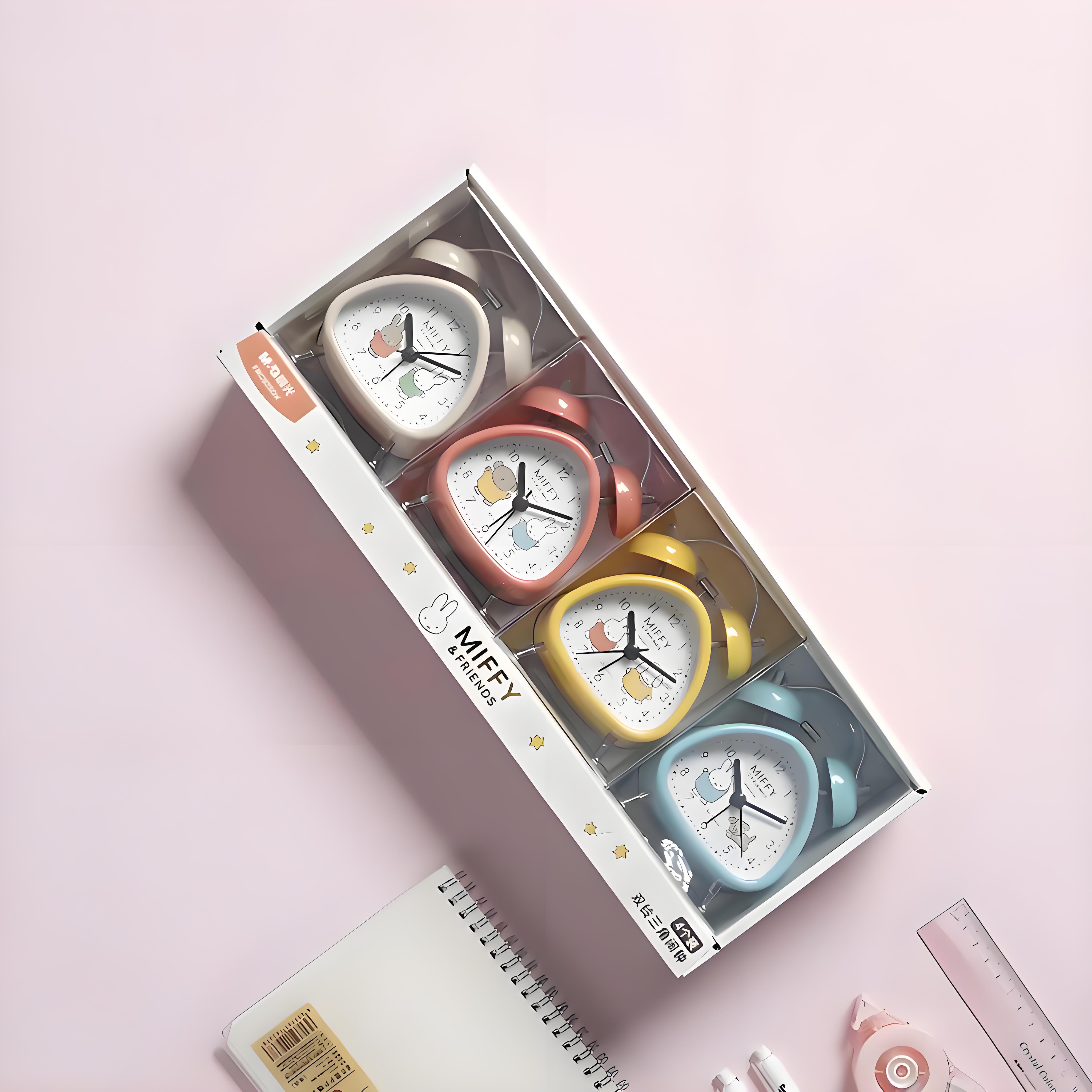 晨光米菲有你真好双铃三角金属闹钟静音学生用床头钟大铃声闹铃 - 图2