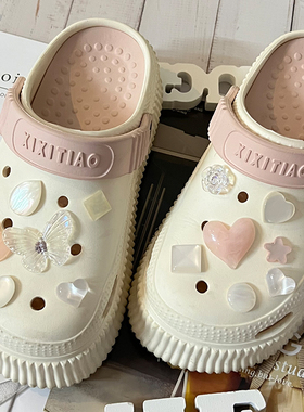 适配crocs蝴蝶蓝色高级感