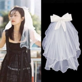 Короткая кружевная вуаль, аксессуар для волос с бантиком