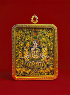 纯铜藏式唐卡金底噶乌盒唐卡描金款金底八大守护神唐卡盒子
