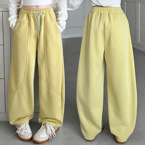 女童裤子春秋款2025新款中大童弯刀裤女孩卫裤香蕉裤初中生运动裤 - 图3