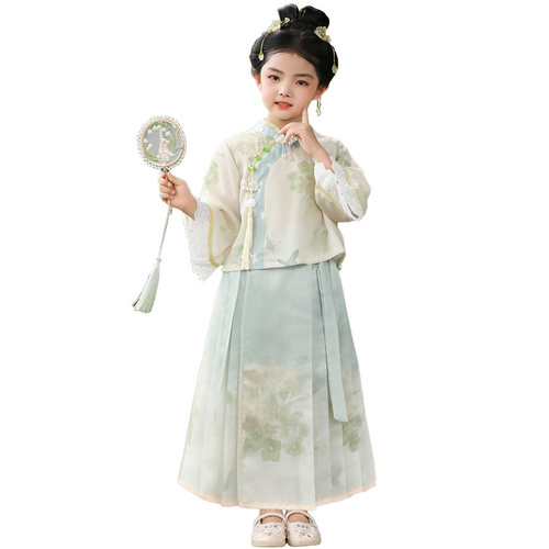 汉服女童中国风马面裙套装裙春夏2026新款洋气新中式儿童长袖古装 - 图3