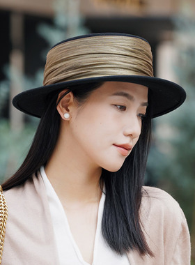 JOLISAC高端小众羊毛平顶帽逛街