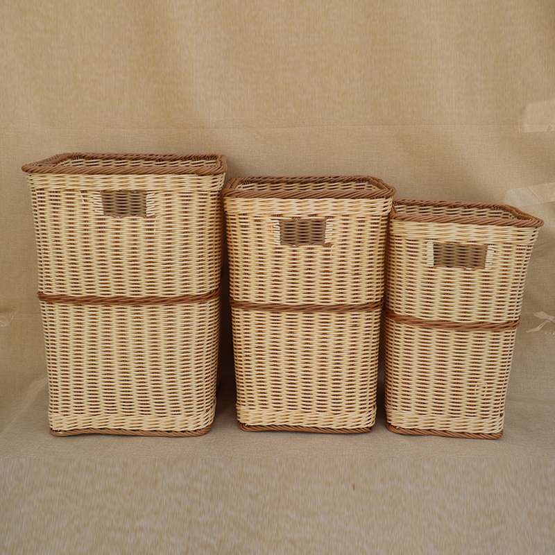 ?方形仿藤收纳桶脏衣箩垃圾桶储物篮筐收纳商用酒店脏衣篮浴室 - 图1