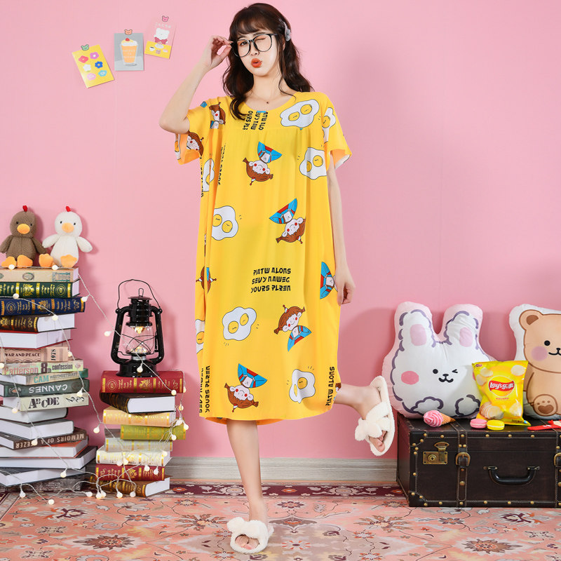 韩版加长110cm长大码睡裙连衣裙 斑斓星睡裙