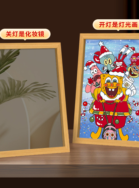 海绵宝宝卡通相框镜面灯光画