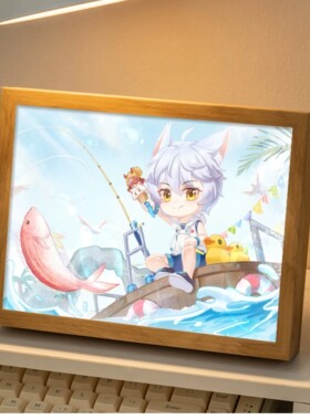 奇喵君猫历险记夜灯灯光画摆件