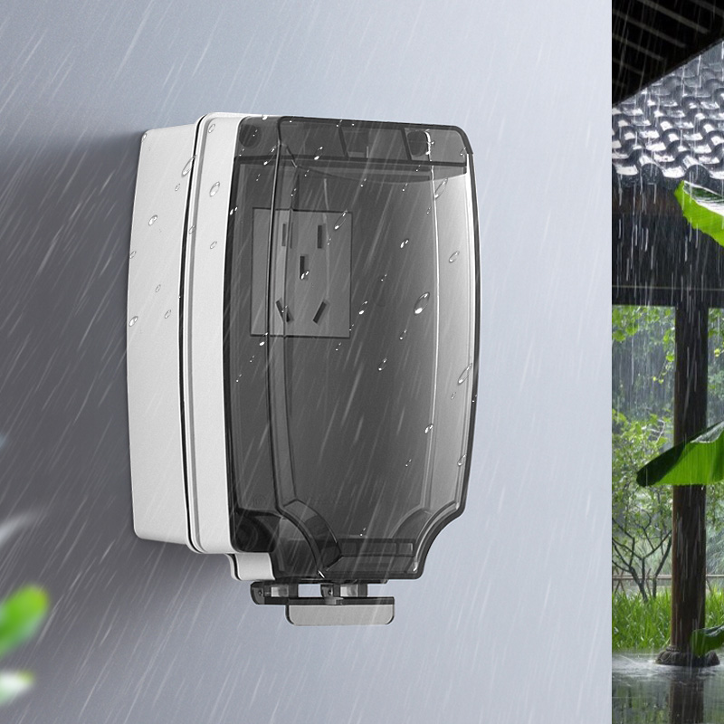 户外防水插座明装室外专用防水电源盒接线盒露天院子防雨保护插座-图0