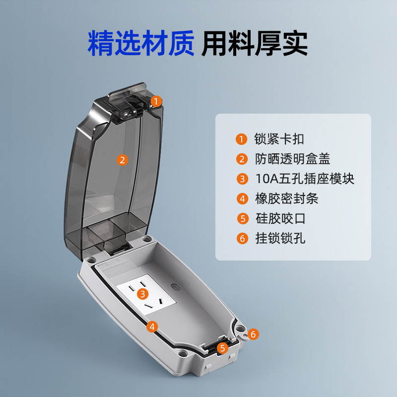 86型暗装防水插座防潮密封防水罩开关保护盒浴室卫生间一体电源盒 - 图3