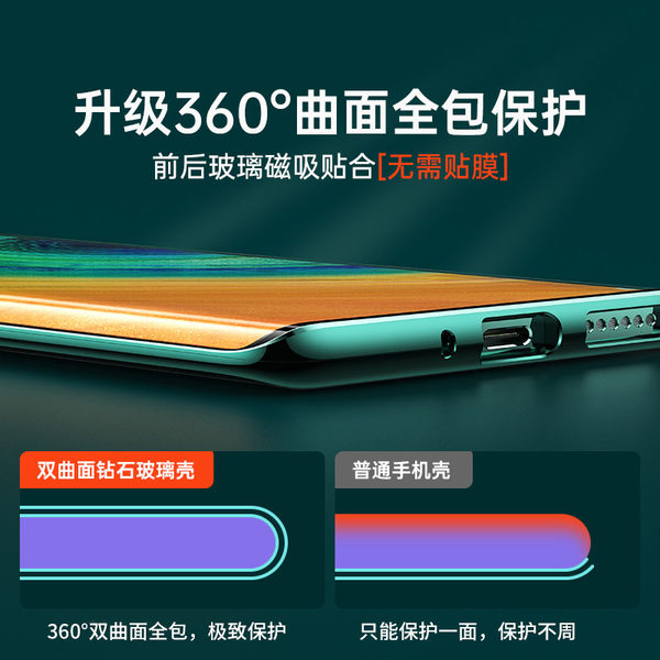 适用于华为mate30pro手机壳mate30双面玻璃磁吸20镜头全包钢化5G版曲面保护套meta防摔mete外壳mt30por男m30 - 图2