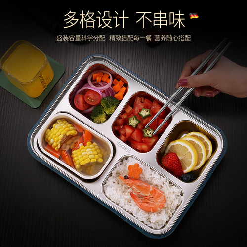 饭盒学生上班族保温便当盒便携不锈钢食堂餐盒高中大容量装带餐具 - 图3