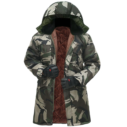 Демисезонное длинное утепленное пальто, камуфляжная удерживающая тепло куртка, рабочий пуховик