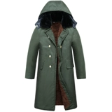 Длинное зеленое пальто, утепленная камуфляжная куртка, пуховик для работы