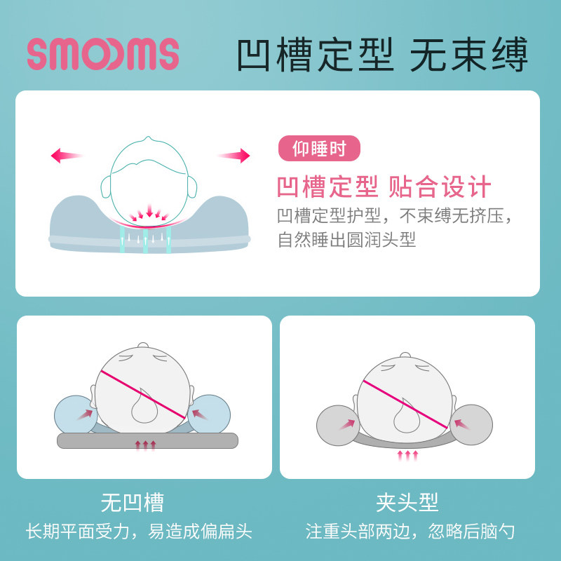 婴儿定型枕宝宝枕头防偏头纠正 smooms婴童枕头/枕芯