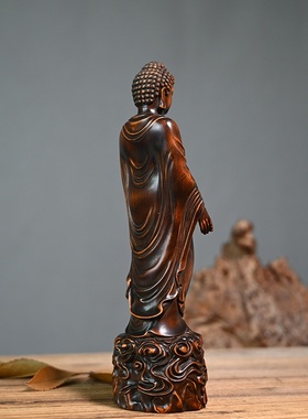 黄杨木雕刻仿古做旧释迦摩尼大日如来佛祖佛像摆件家居供奉工艺品