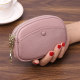 Hand coin purse double layer female keychain simple Korean style small bag mom cute coin bag soft leather