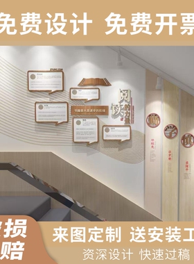 企业楼梯文化墙定制设计公司走廊楼道背景墙员工团队形象墙荣誉榜