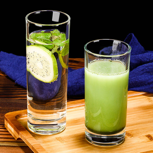 家用玻璃杯小圆形直身水杯子透明啤酒杯牛奶果汁冷饮茶杯定制logo - 图1