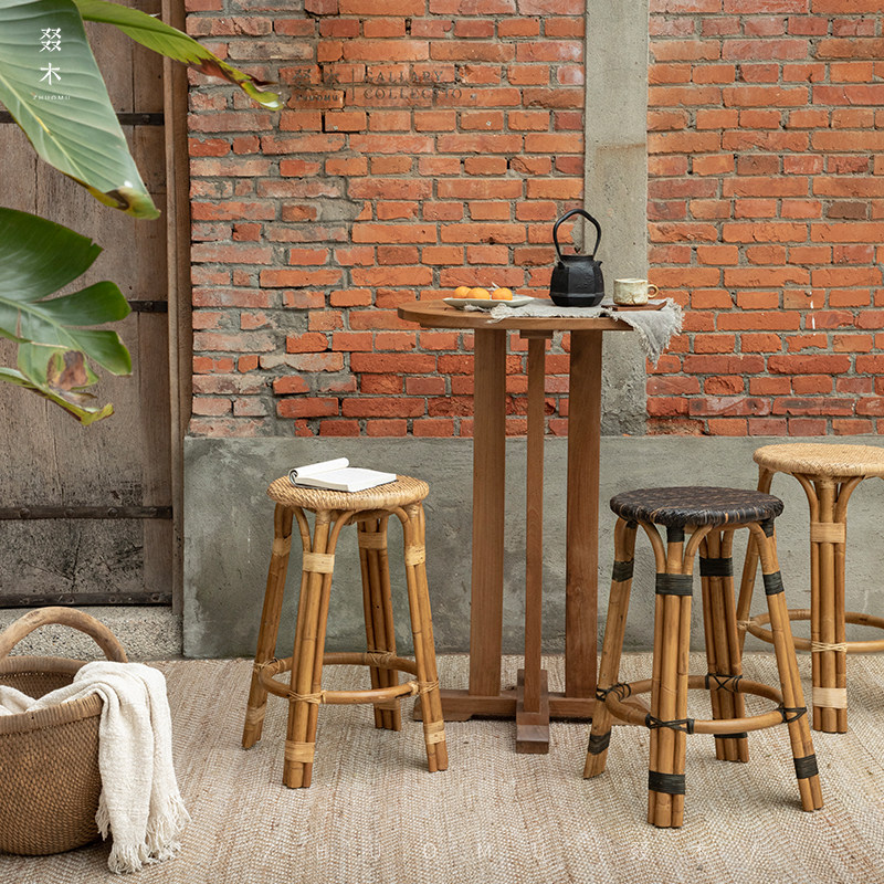 叕木|东南亚藤艺\酒吧咖啡厅商用吧台凳天然藤编民宿酒店高脚凳子,淘宝优惠券,粉丝福利购,淘宝优惠卷