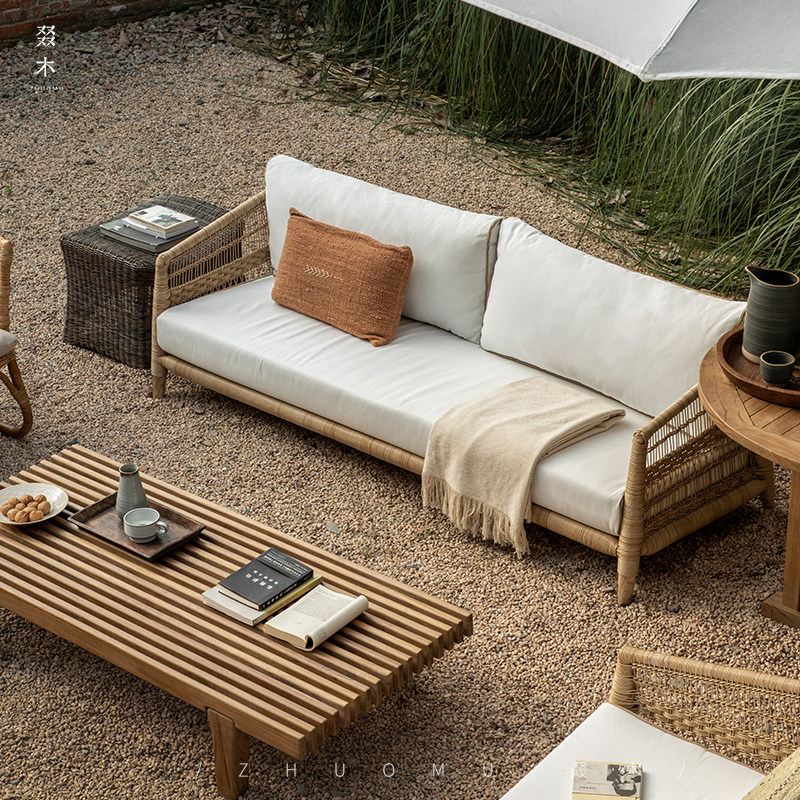 叕木|东南亚风户外庭院民宿柚木藤编休闲沙发茶几组合室外家具,淘宝优惠券,粉丝福利购,淘宝优惠卷
