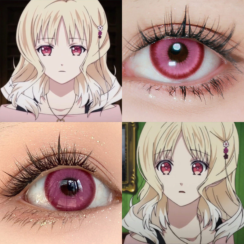 小森唯COS美瞳魔鬼恋人樱岛祈亚里亚粉色星云千本樱显色超能粉AH - 图2