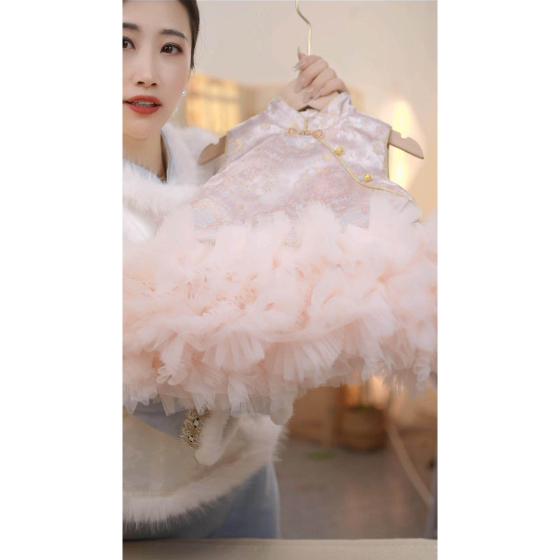 【云朵】SC851女童冬季国风夹棉保暖新中式马甲旗袍裙拜年服,淘宝优惠券,粉丝福利购,淘宝优惠卷