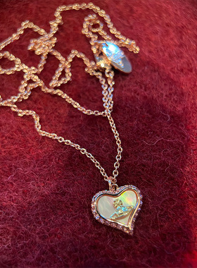 爆款天然粉贝爱心项链心动吊坠金色银色颈链锁骨链高级感