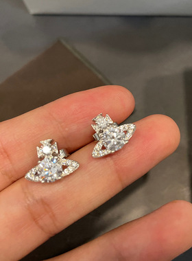 小号单钻满钻小土星耳钉彩钻圆钻土星耳饰