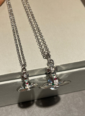 中号立体星球项链orb透明琉璃珠吊坠彩钻土星球锁骨链女款