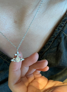 精工满钻花朵项链手链白钻镶嵌锁骨链闪耀手饰女小众设计感