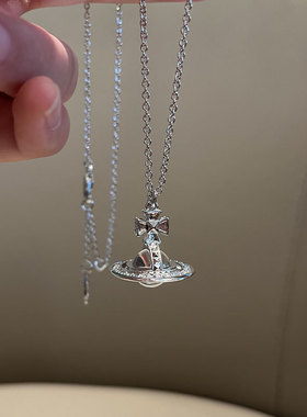 pina中号铆钉满钻orb项链金色银色皮娜立体土星项链