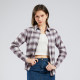 ເສື້ອຍືດ Retro ຝ້າຍ plaid ເສື້ອ cardigan ຂອງແມ່ຍິງ