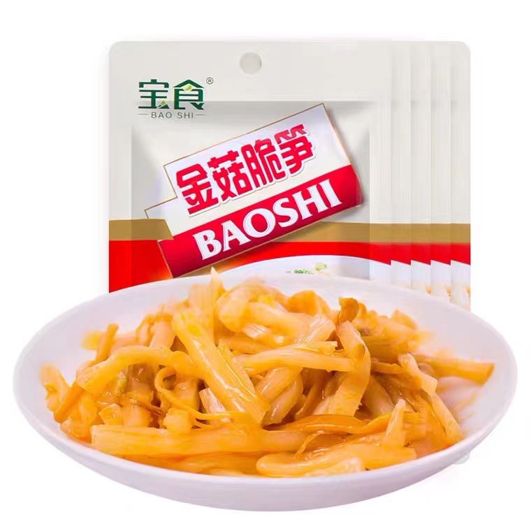 宝食金菇脆笋70g*30包整箱福建小菜金针菇下饭菜咸菜笋丝粥店酱菜 - 图0