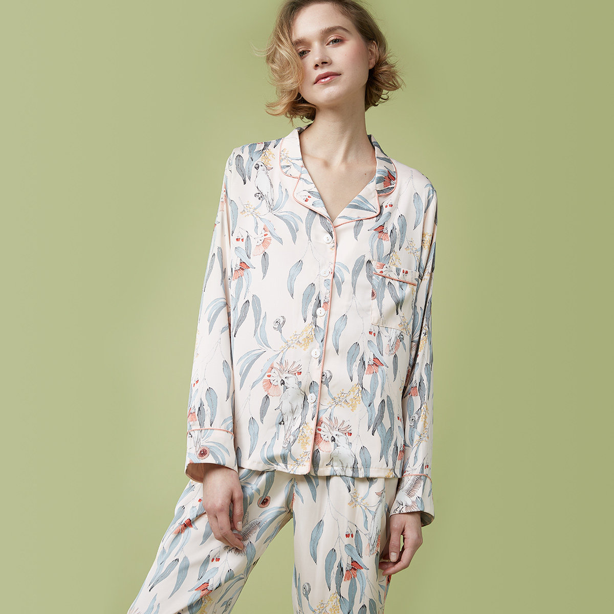 pjm新款春秋款冰丝高级感长袖睡衣 PJM睡衣/家居服套装