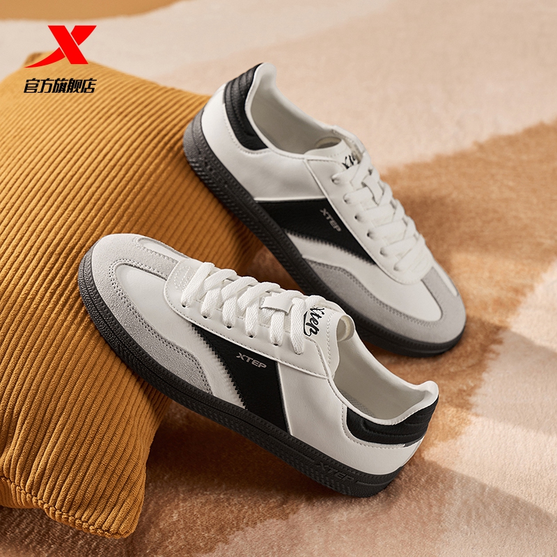 特步德训鞋2025夏季新款T头鞋复古女鞋休闲鞋情侣板鞋男鞋平底鞋 - 图3