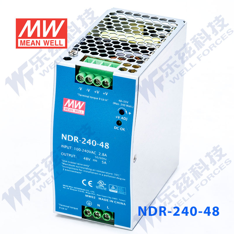 NDR-240-48台湾明纬240W48V导轨开关电源5A工控PLC驱动电柜DRP - 图1