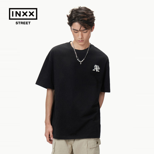 [inxx street]ANGRY HUNGRY宽松短袖T恤圆领男女国潮牌24夏季新品-图0