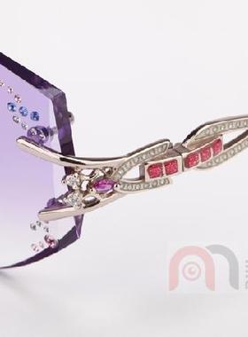 韩国钻石切边无框近视太阳镜