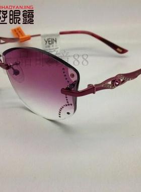墨镜韩国无框切边镶钻太阳眼镜