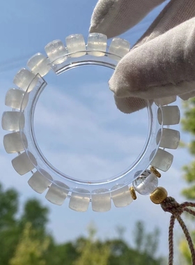 花道语阁藏式民族风白玛瑙直切白度母手串藏式手搓棉线流苏