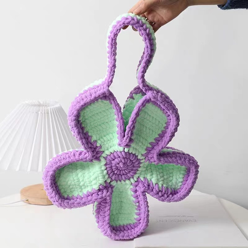 大花朵包花瓣包手工diy材料包毛线编织钩针冰条线手提包单肩包包,淘宝优惠券,粉丝福利购,淘宝优惠卷