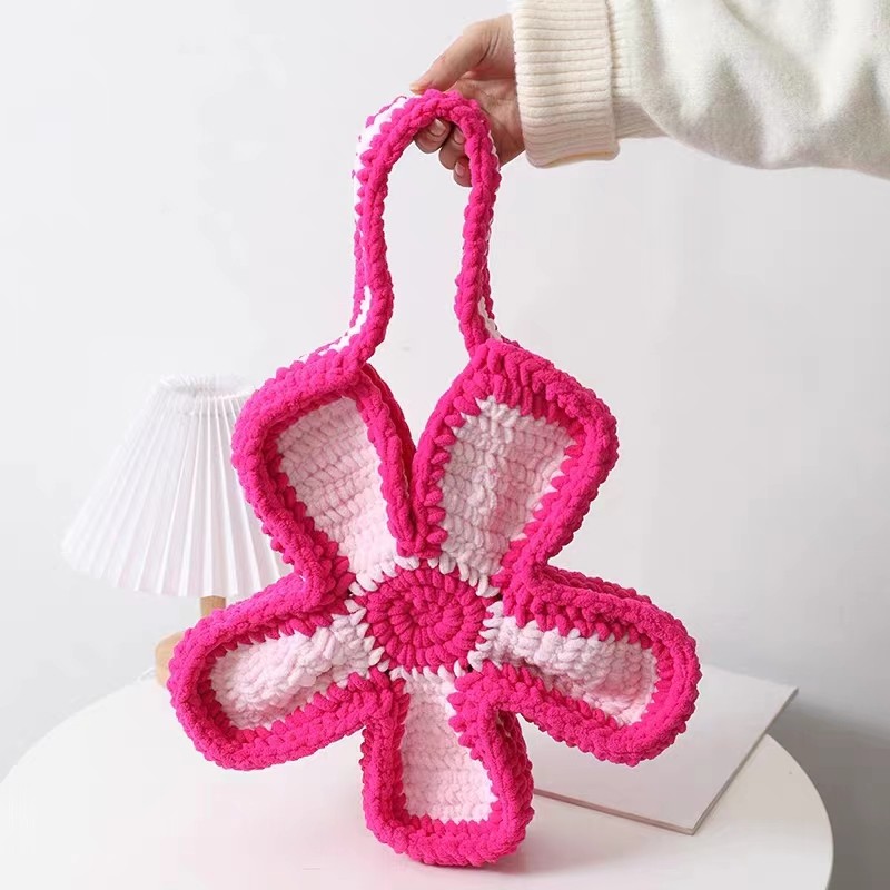 大花朵包花瓣包手工diy材料包毛线编织钩针冰条线手提包单肩包包,淘宝优惠券,粉丝福利购,淘宝优惠卷