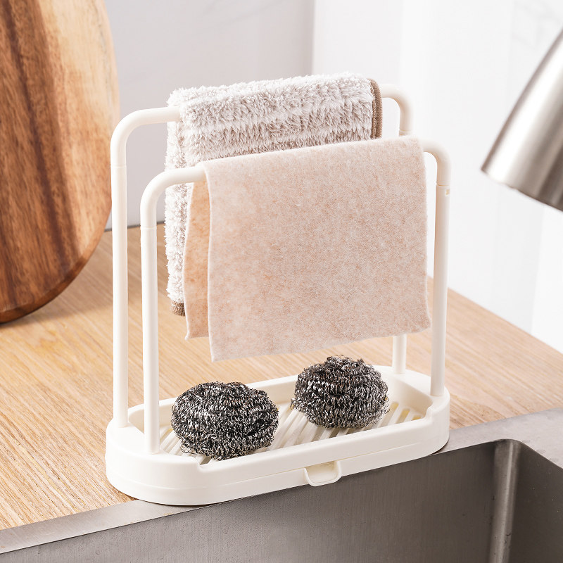 抹布架台面厨房用品置物架免打孔家用海绵收纳沥水架百洁布挂架子