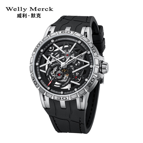 威利默克男士机械手表全自动镂空双子星2024新款时尚男款时尚腕表 - 图3