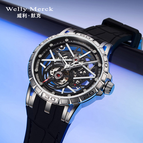 威利默克男士机械手表全自动镂空双子星2024新款时尚男款时尚腕表 - 图2