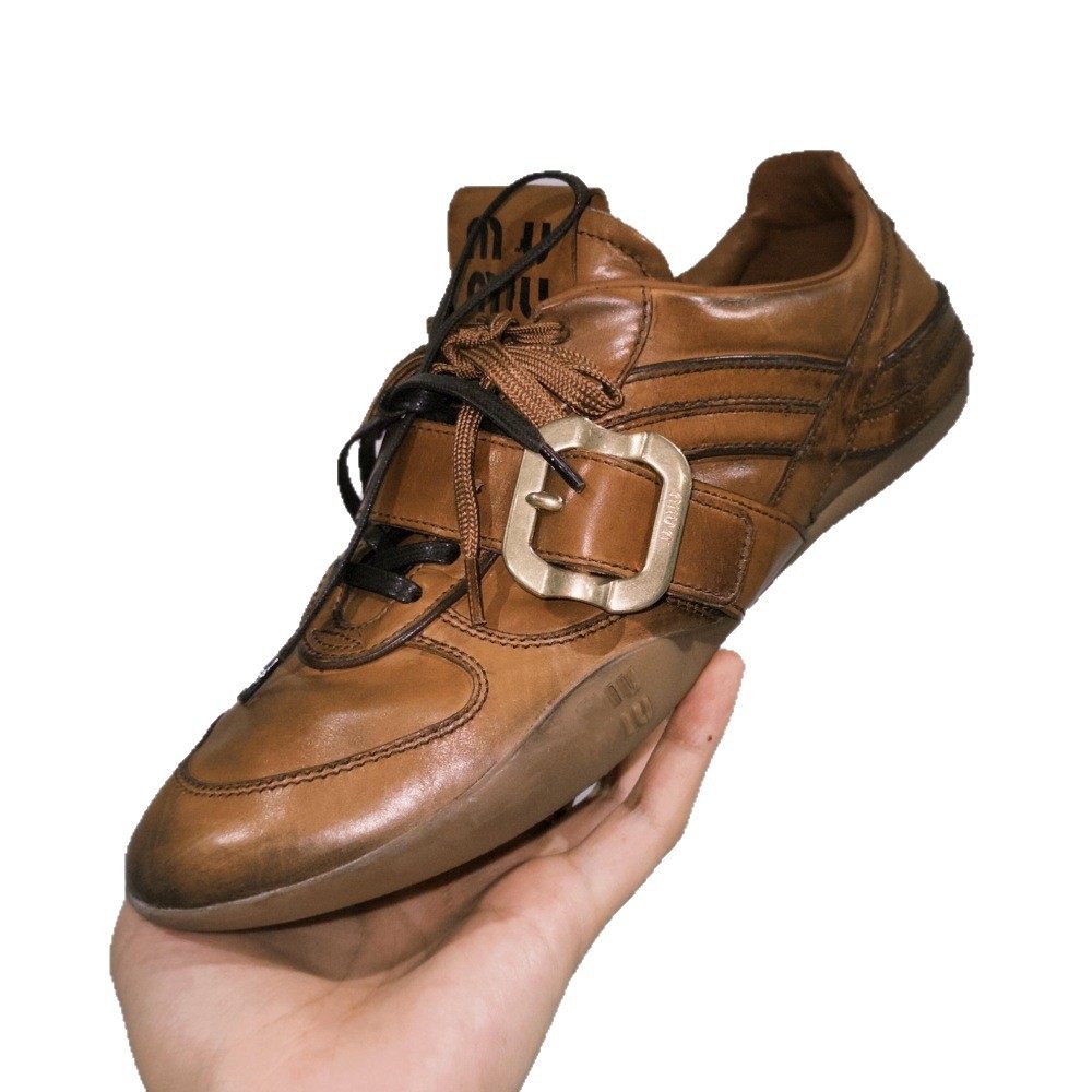 2026早春新款复古德训鞋女真皮系带搭扣厚底休闲运动鞋阿甘鞋单鞋,淘宝优惠券,粉丝福利购,淘宝优惠卷