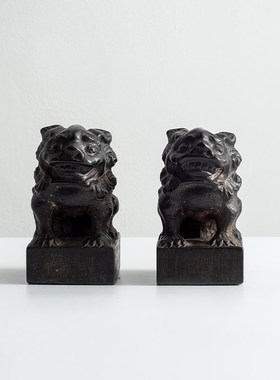 优选新中式黑色小狮子摆件客厅古典D仿古书茶几组合套装样板间书