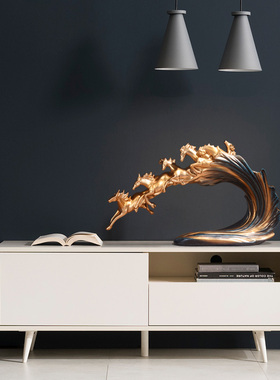 精选客厅树脂万马奔腾欧式风格酒柜装饰品M摆件工艺品摆设家居软