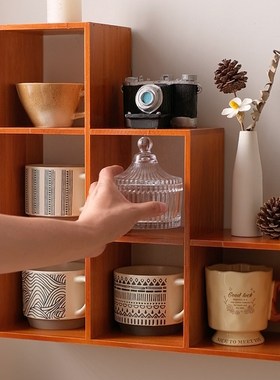 优选复古实木博古架手办盲盒收纳架桌面置物架茶S杯茶具古董文玩