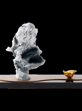 优选新中式禅意太湖石假山小鸟摆件F客厅茶室书房玄关酒店样板间